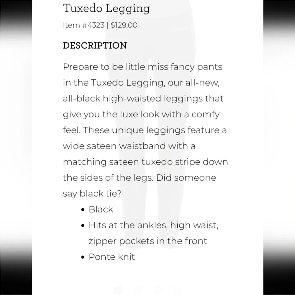 Cabi black tuxedo leggings #4323 size xs - Picture 3 of 10